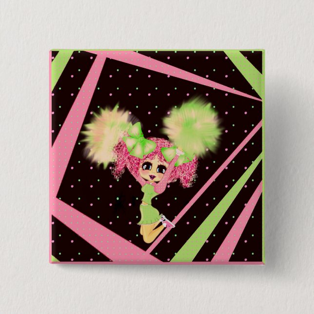 Cute Cheerleader gifts personalised 15 Cm Square Badge (Front)