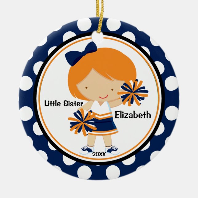 Cute Cheerleader Little Sister Christmas Ornament (Front)