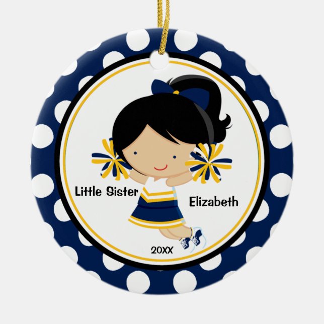 Cute Cheerleader Little Sister Christmas Ornament (Front)