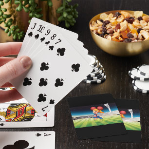 Cute Cheerleader on Sports Field Playing Cards