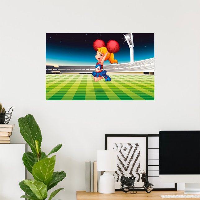 Cute Cheerleader on Sports Field Poster (Creator Uploaded)
