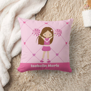 Cute Cheerleader Pink Personalized Girls Room Cushion