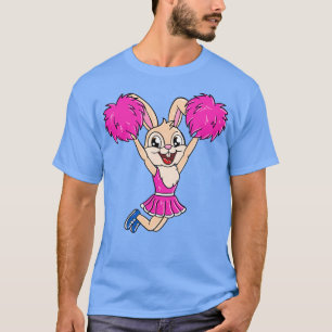 Cute Cheerleading easter bunny girl pink pompoms T-Shirt