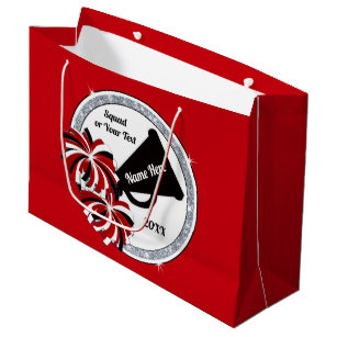Cute Cheerleading Gift Bags, Red, White and Black Large Gift Bag