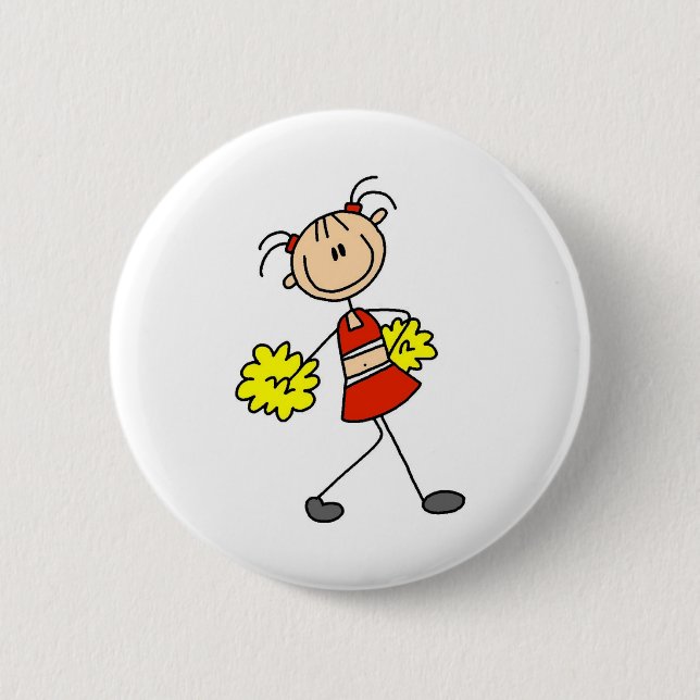 Cute Cheerleading Stick Figure Button (Front)