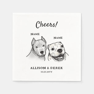 Cute Cheers Personalised 2 Dogs Wedding Cocktail Napkin