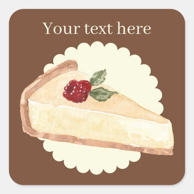 cute cheese cake lovers add text square sticker (Front)