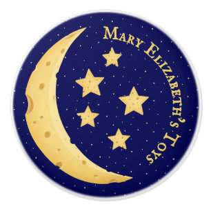 Cute Cheese Moon & Stars Personalised Celestial Ceramic Knob