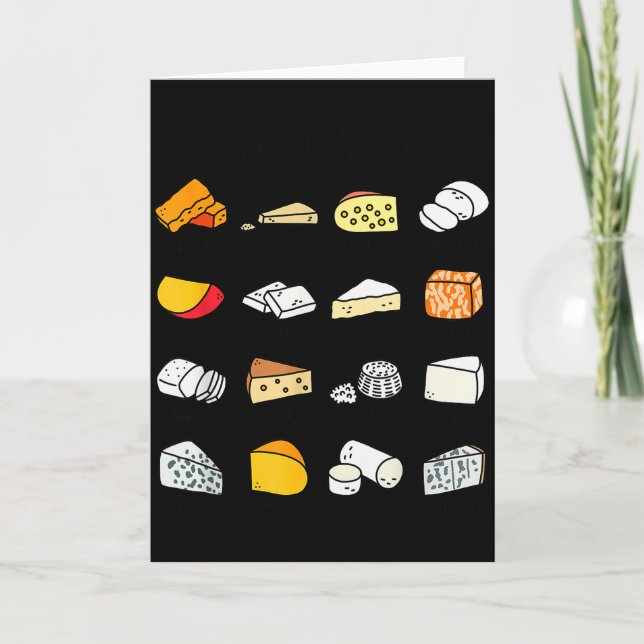 Cute Cheese Types Funny Dairy Food Lover  Card (Front)