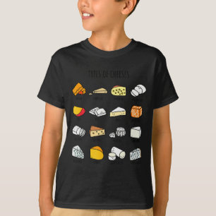 Cute Cheese Types Funny Dairy Food Lover  T-Shirt