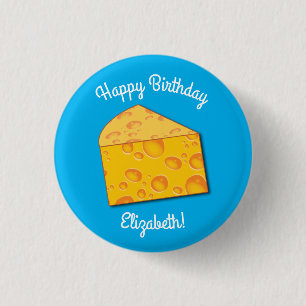 Cute Cheese Wedge Kids 1st Birthday Party 3 Cm Round Badge
