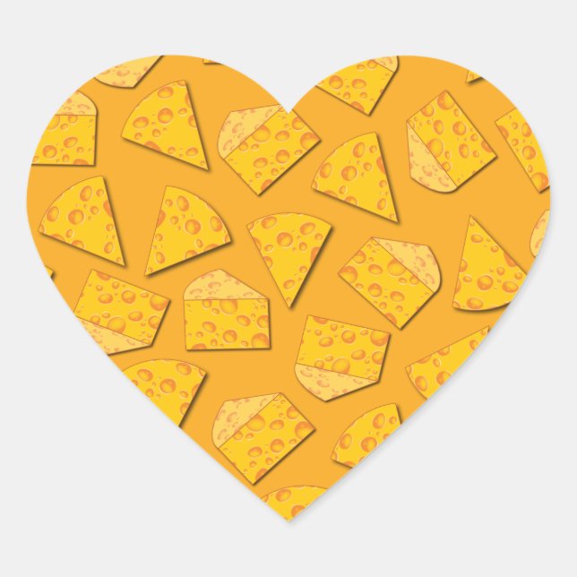 Cute Cheese Wedge Kids 1st Birthday Party Heart Sticker (Front)
