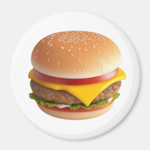 Cute Cheeseburger Cartoon Magnet