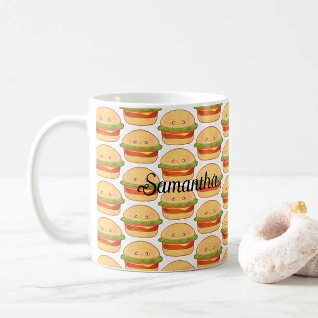 Cute Cheeseburger Coffee Mug (With Donut)