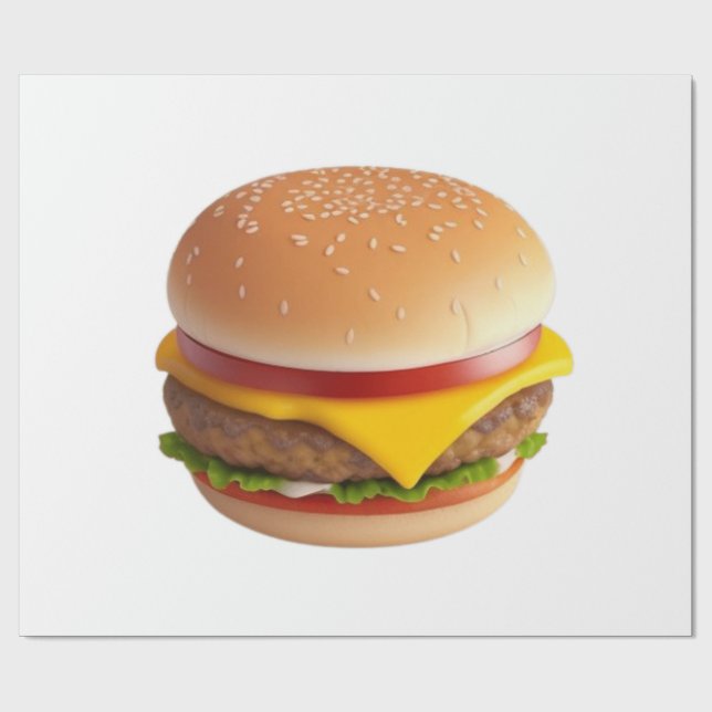 Cute Cheeseburger Illustration Wrapping Paper (Flat)