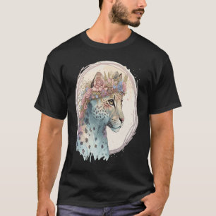 Cute Cheetah Flower Crown Floral Watercolor Animal T-Shirt