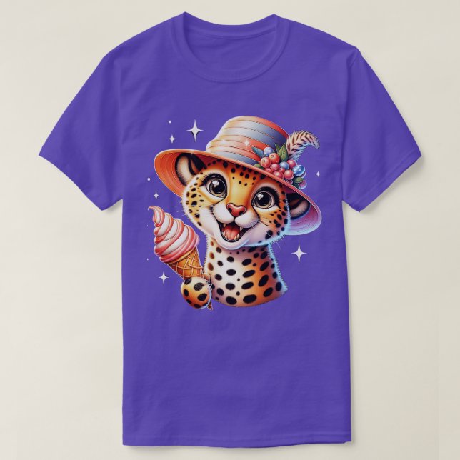 Cute cheetah leopard ice cream summer vibes T-Shirt (Design Front)