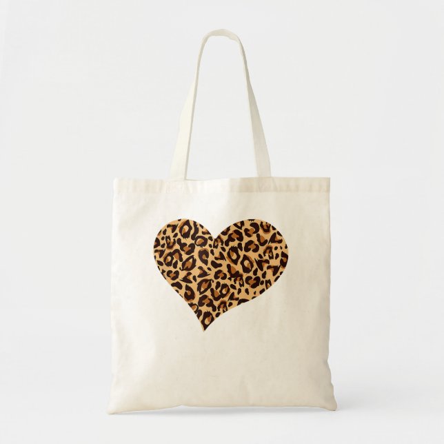 Cute Cheetah Leopard Print Heart  Tote Bag (Front)