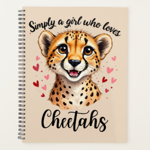 Cute Cheetah Lover Wildlife Art with Heart Accents Planner