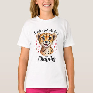Cute Cheetah Lover Wildlife Art with Heart Accents T-Shirt
