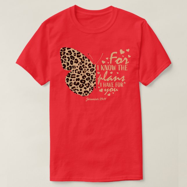Cute Cheetah Print Butterfly Christian Religious B T-Shirt (Design Front)