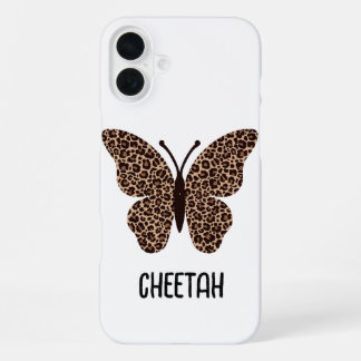 cute cheetah print butterfly iPhone 16 plus case