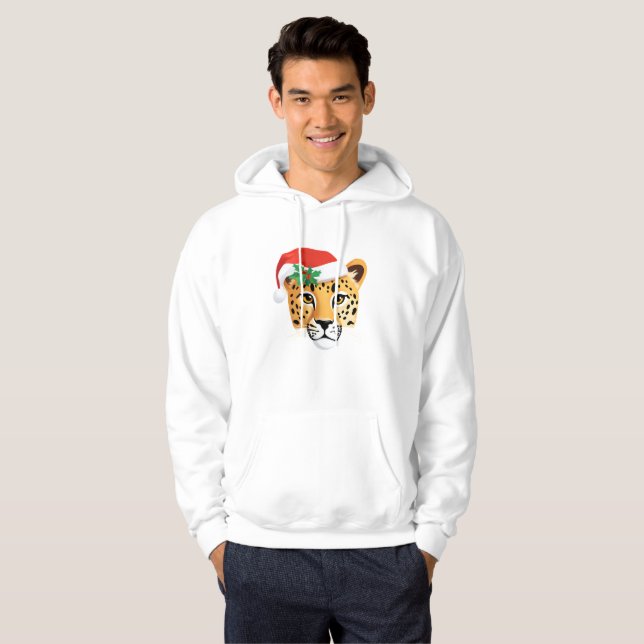 Cute Cheetah Safari Santa Christmas Costume Squad Hoodie (Front Full)