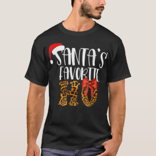 Cute Cheetah Santa's Favourite Ho Christmas Girls  T-Shirt