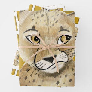 Cute cheetah wrapping paper sheet