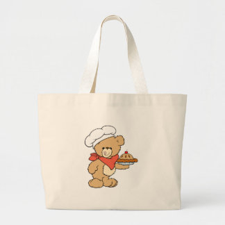 Cute Chef Baker Bear Large Tote Bag