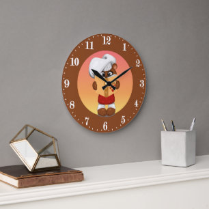 Cute chef bear lovers kitchen large clock