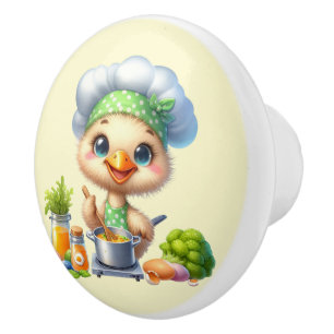 Cute chef bird lovers kitchen  ceramic knob