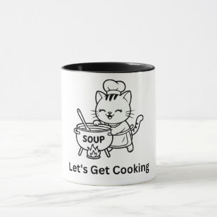 Cute Chef Cat Cooking Soup Mug