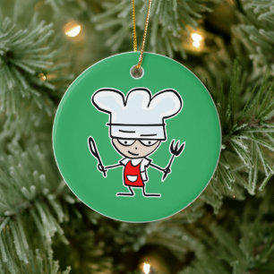 Cute chef cook cartoon custom Christmas photo Ceramic Ornament