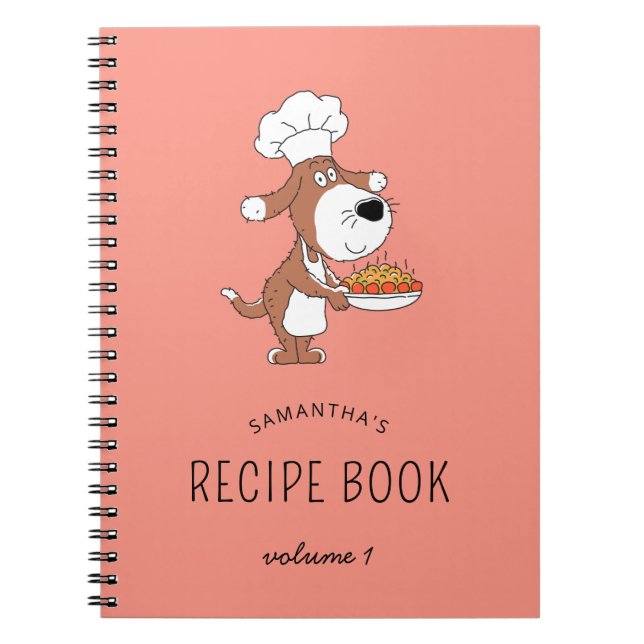 Cute Chef Cook Dog Puppy Family Recipe Book (Front)