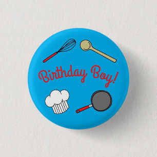 Cute Chef Cooking Kids 1st Birthday Party 3 Cm Round Badge