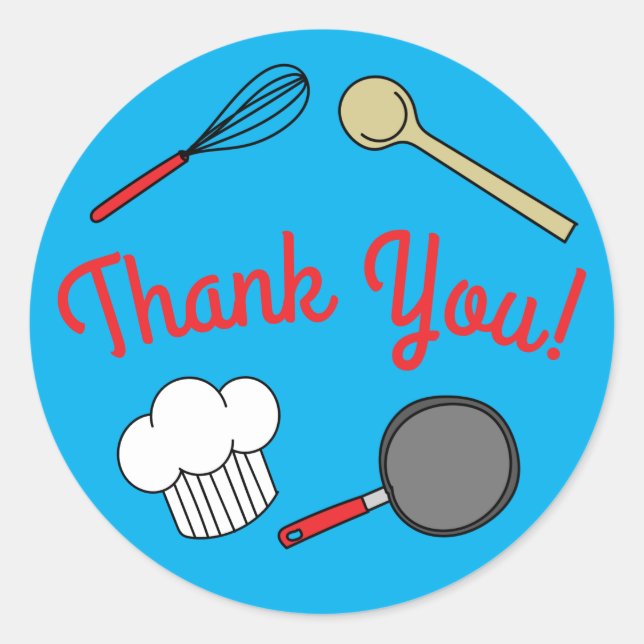 Cute Chef Cooking Kids 1st Birthday Party Classic Round Sticker (Front)