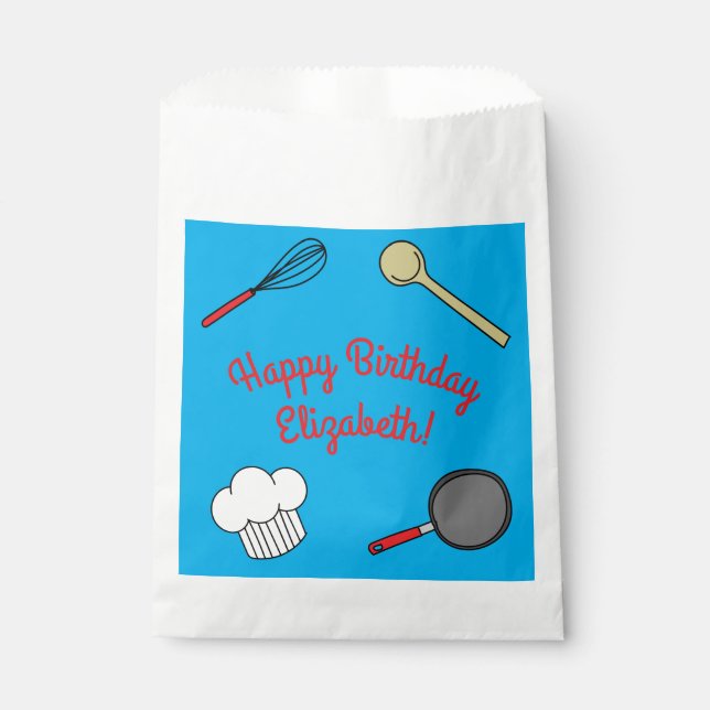 Cute Chef Cooking Kids 1st Birthday Party Favour Bag (Front)