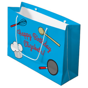 Cute Chef Cooking Kids 1st Birthday Party Large Gift Bag