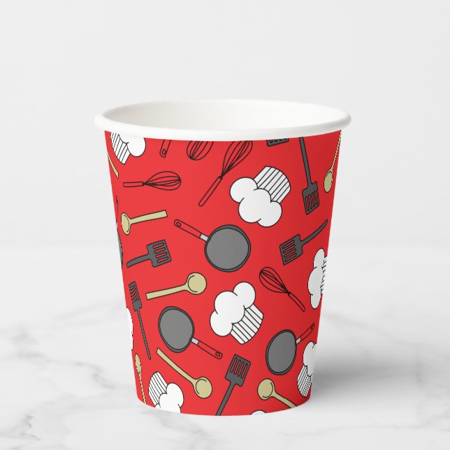 Cute Chef Cooking Kids 1st Birthday Party Paper Cups (Front)