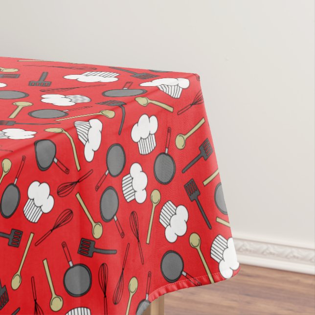Cute Chef Cooking Kids 1st Birthday Party Tablecloth (In Situ)