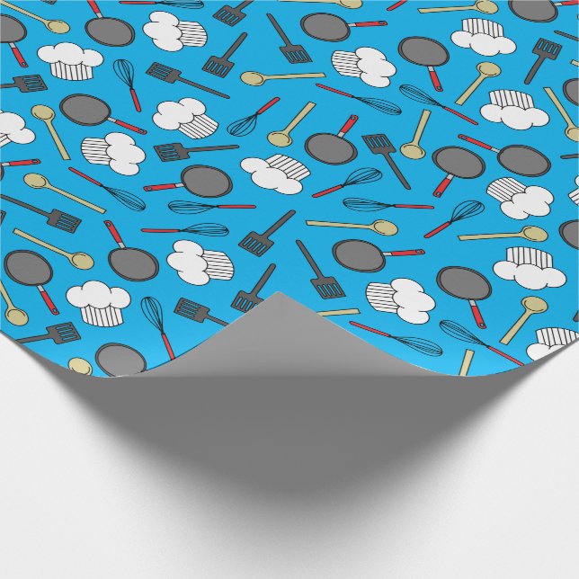 Cute Chef Cooking Kids 1st Birthday Party Wrapping Paper (Corner)