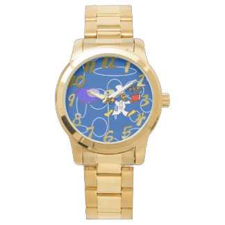 Cute Chef Ducky Kazoo Blue Circles Watch