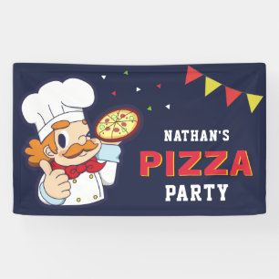 Cute Chef Kids Pizza Birthday Party Banner