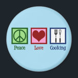Cute Chef Peace Love Cooking Utensils Magnet<br><div class="desc">Peace Love Cooking. A cute chef gift for a meal cook featuring a peace sign,  heart,  and cooking utensils like a spatula and a wisk.</div>