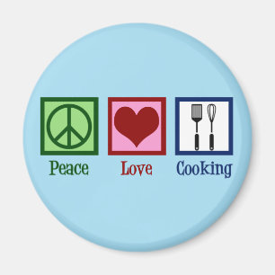 Cute Chef Peace Love Cooking Utensils Magnet