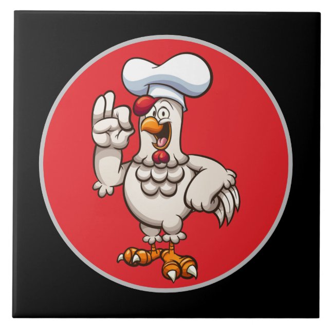 Cute chef rooster decor ceramic tile (Front)