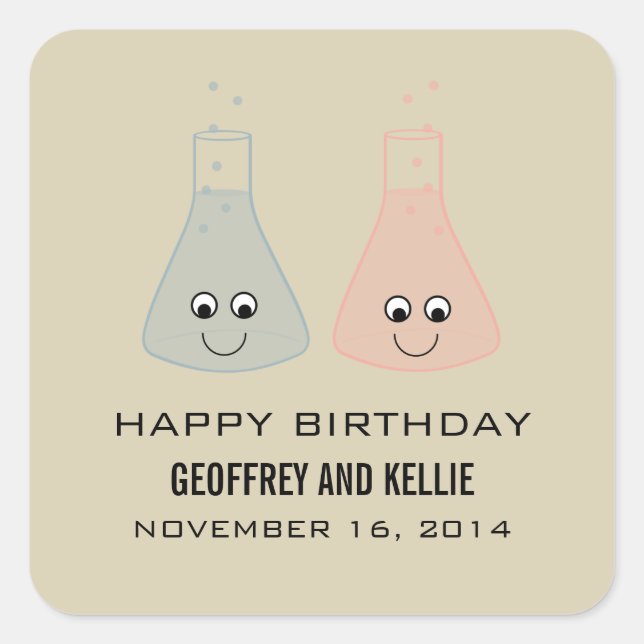 Cute Chemistry Birthday Stickers (Front)