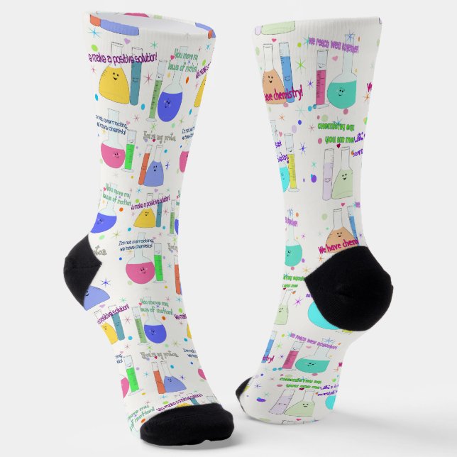 Cute Chemistry Themed Crew Socks (Angled)