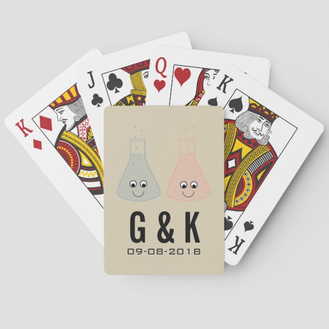 Cute Chemistry Wedding Playing Cards (Back)